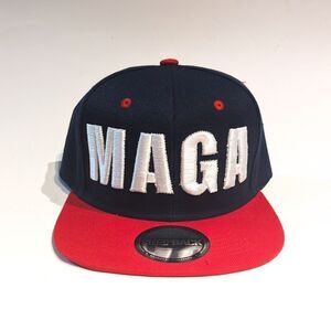 Red White & Blue MAGA Snapback Structured Flat Bill Hat Cap Make America Great
